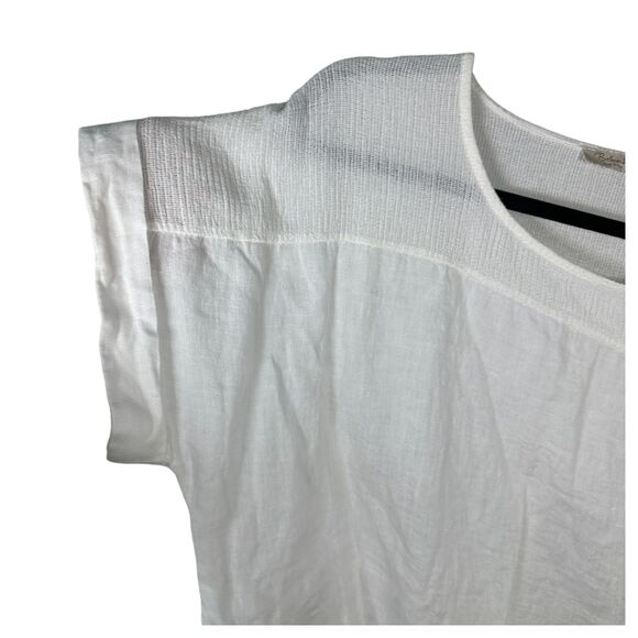 Bella Umbra Italy Linen White Short Sleeve Flowy Blouse Size 1X - Picture 4 of 5